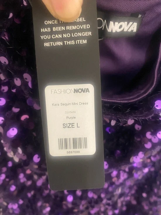 Fashion Nova Purple Sequin Strapless Mini - Picture 2 of 3